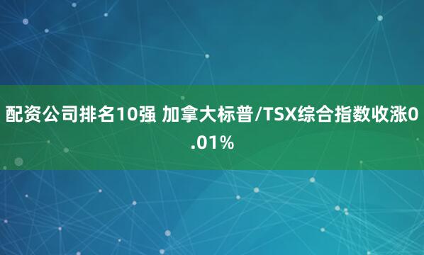 配资公司排名10强 加拿大标普/TSX综合指数收涨0.01%
